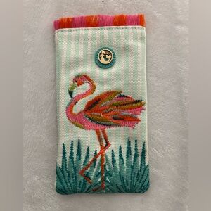 🆕 Spartina 449 Flamingo 🦩 embroidered sunglasses case Rare!! New without tags